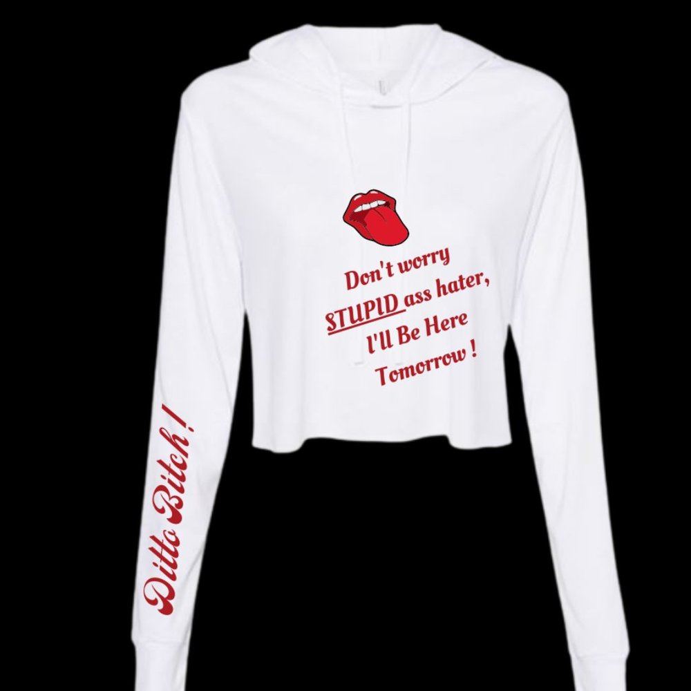 Ditto Girl Long-Sleeved Crop Hoodie Tee
